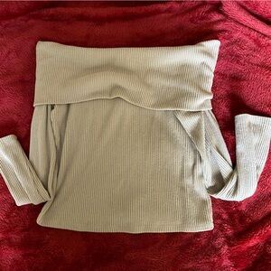 Abercrombie & Fitch “Soft and Cozy” Off the Shoulder Ribbed Sweater